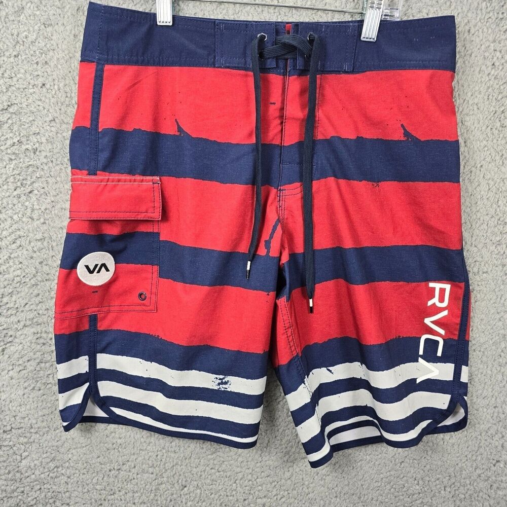 RVCA Men's VA Balance Striped Board Shorts Swim Surf Trunks Size 30